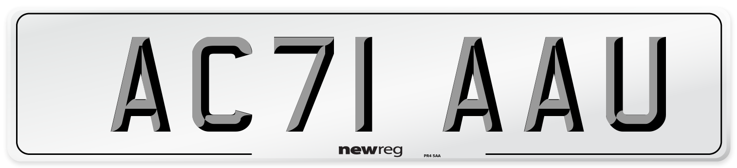 AC71 AAU Number Plate from New Reg